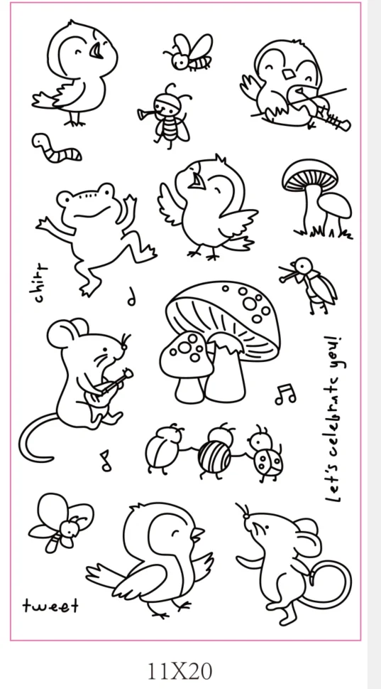 Прозрачный силиконовый штамп с маленькими животными/печать для скрапбукинга