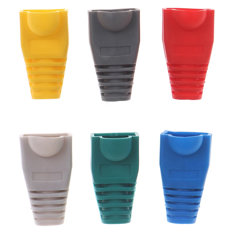 100 шт. смешанные цвета RJ45 CAT5 CAT5e CAT6 Ethernet сетевой кабель сброс напряжения сапоги