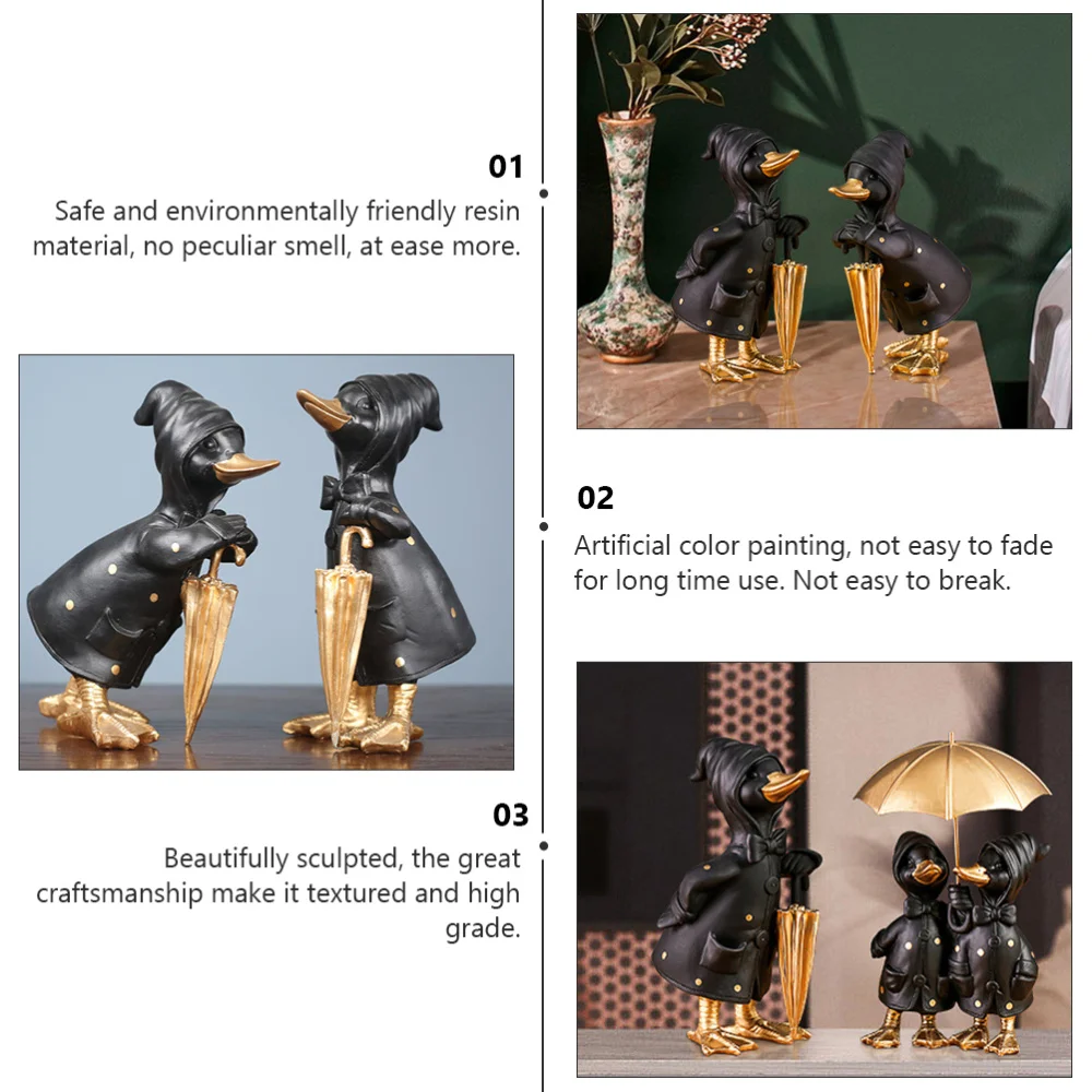 

1Pc Duck Adornment Home Duck-shape Decoration TV Cabinet Resin Ornament (Black)