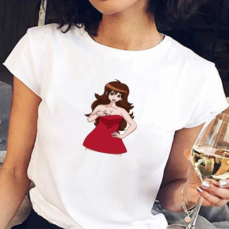 

Женская футболка с мультипликационным рисунком, летний топ с принтом пятничной ночи, Повседневная футболка с круглым вырезом