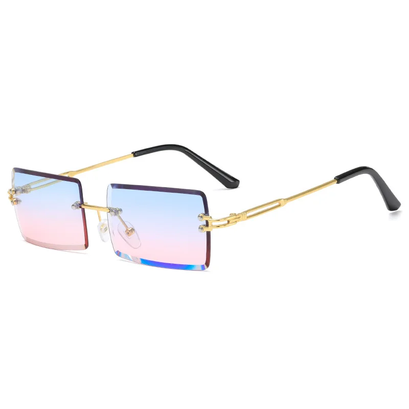

2021 Women/Men Rimless Rectangle Sunglasses Vintage Sun Glasses For Female Oculos De Sol Shades UV400