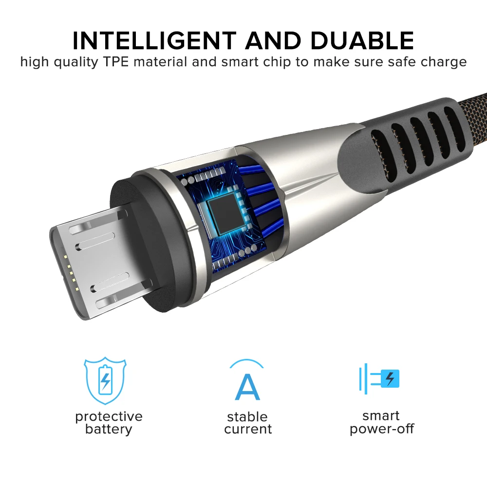 Micro USB кабель 1 м а нейлоновый шнур для быстрой зарядки и синхронизации данных Huawei