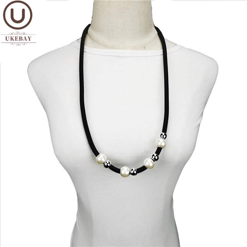 

UKEBAY New Bead Pendant Necklaces Women Statement Necklace 2020 Fashion Handmade Jewelry Pearl Accessories Soft Rubber Meterial