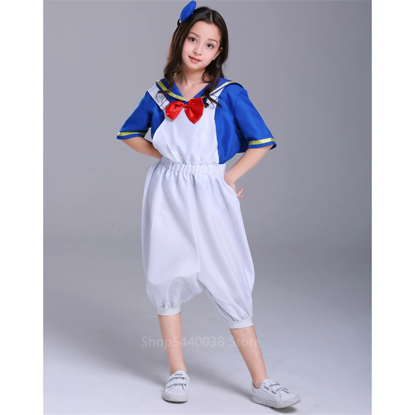 Аниме Косплей Матросская Униформа комбинезон для маленьких девочек брюки костюм