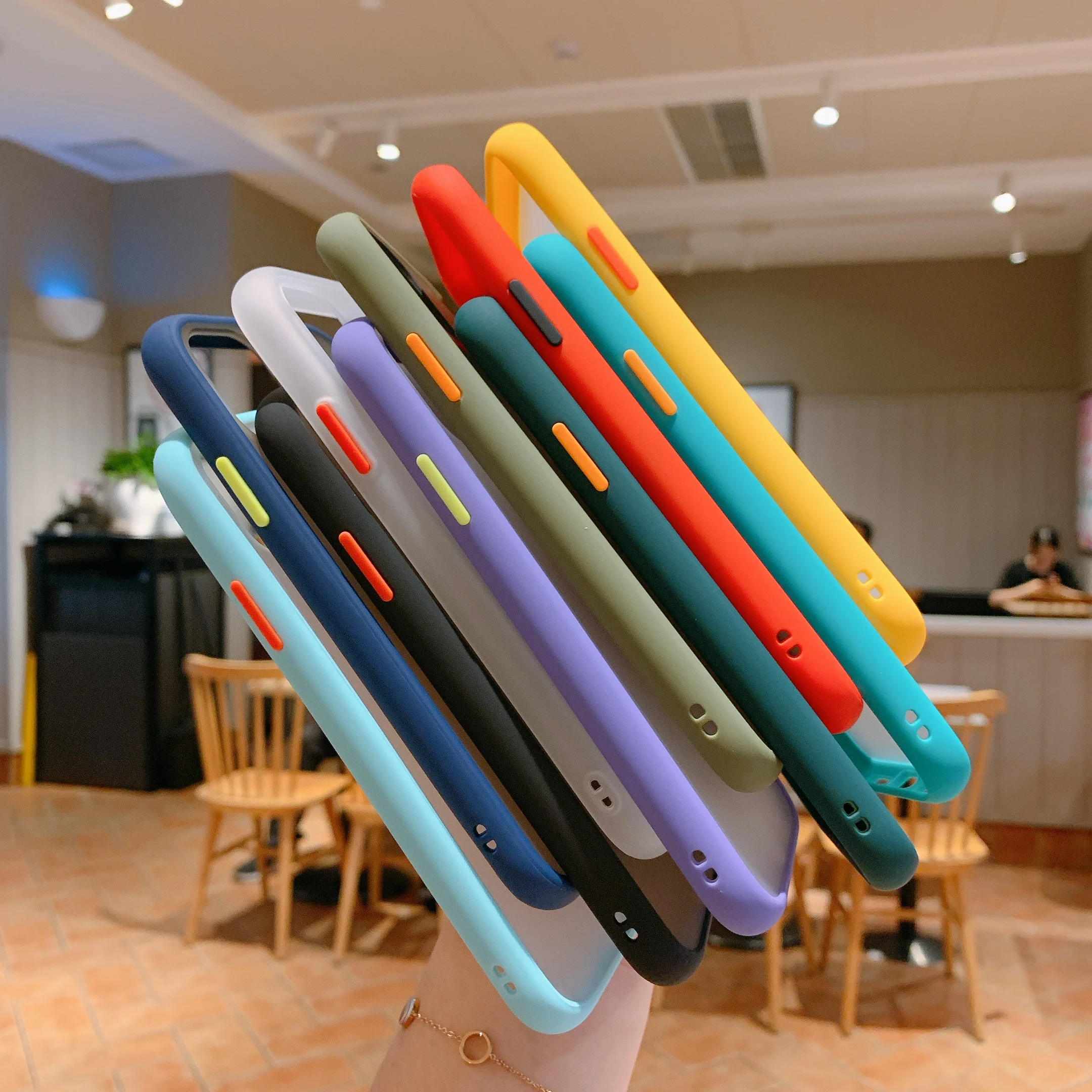 

Shockproof Bumper Phone Case For iPhone 12 Mini 11 Pro Max XR XS Max X 8 7 6 6S Plus SE 2020 Candy Color Clear Matte Cover Coque