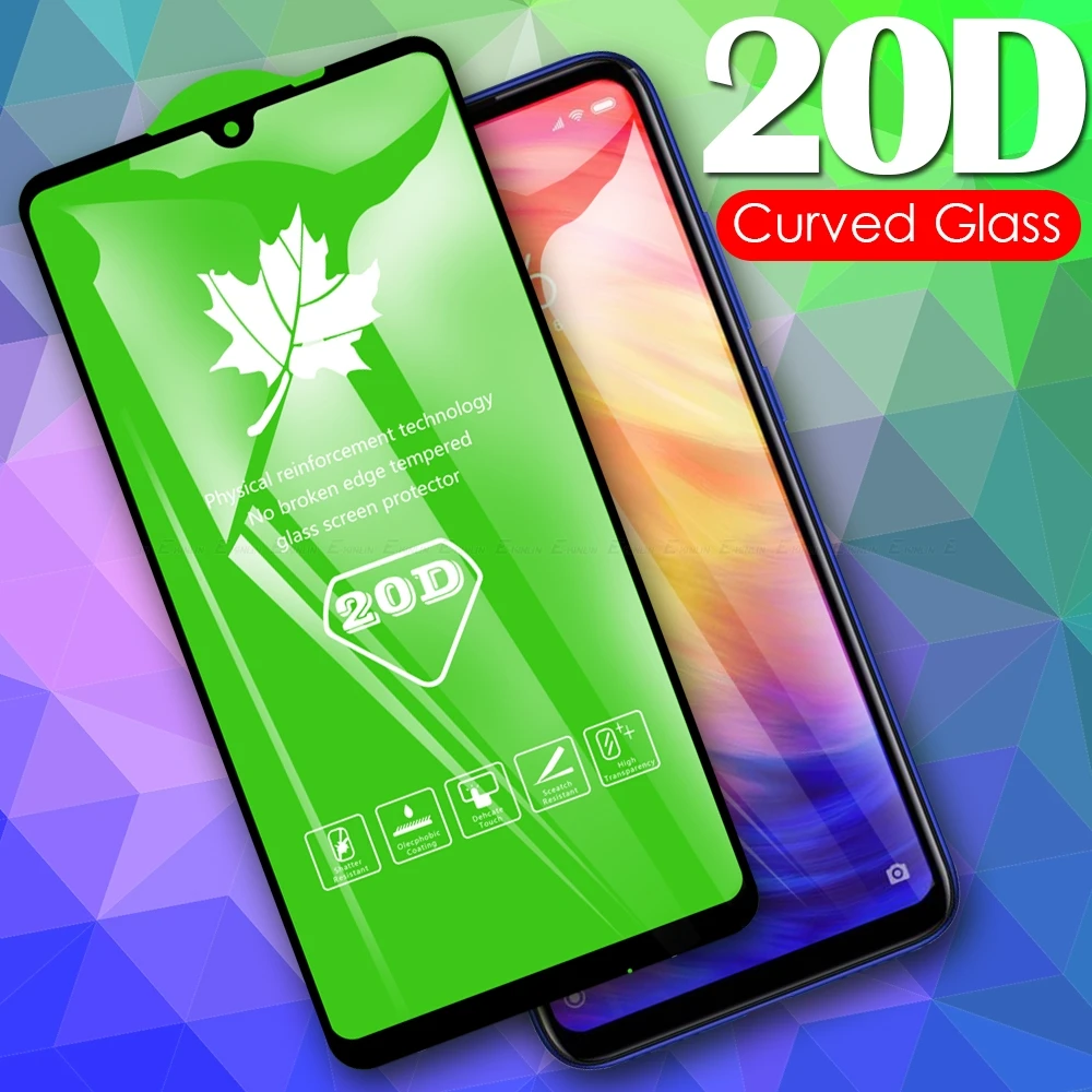 20D Закаленное стекло протектор экрана для Xiaomi Redmi Note 10S 10 9 Power Prime 9S 9T 8T 8 7 Pro Max полное