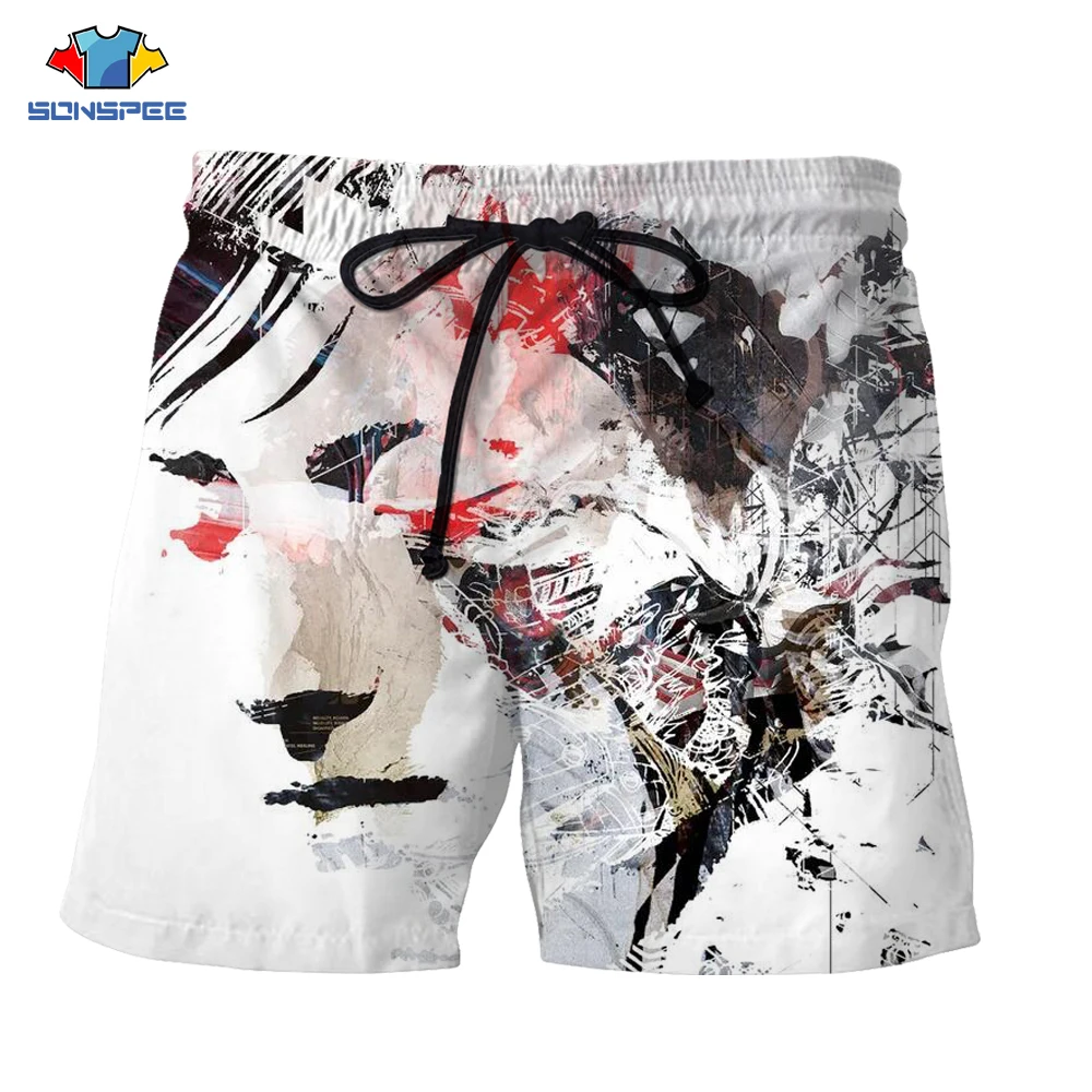 

SONSPEE Summer New 3d Print Beach Party Men Graffiti Board Shorts Mens Swimming Shorts Party Unisex Fashion Casual shorts