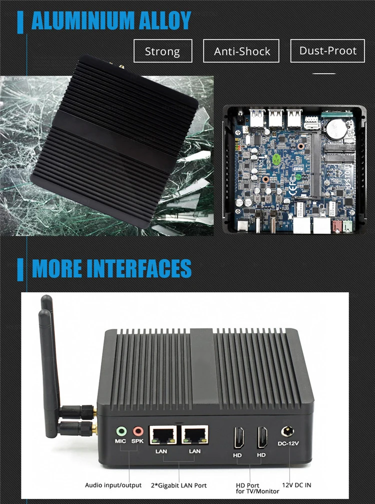 Портативный Linux Intel Celeron четырехъядерный N3160 J3160 двухдиапазонный wifi безвентиляторный мини настольный ПК hd RS232 COM крошечные ТВ-приставка wake on lan