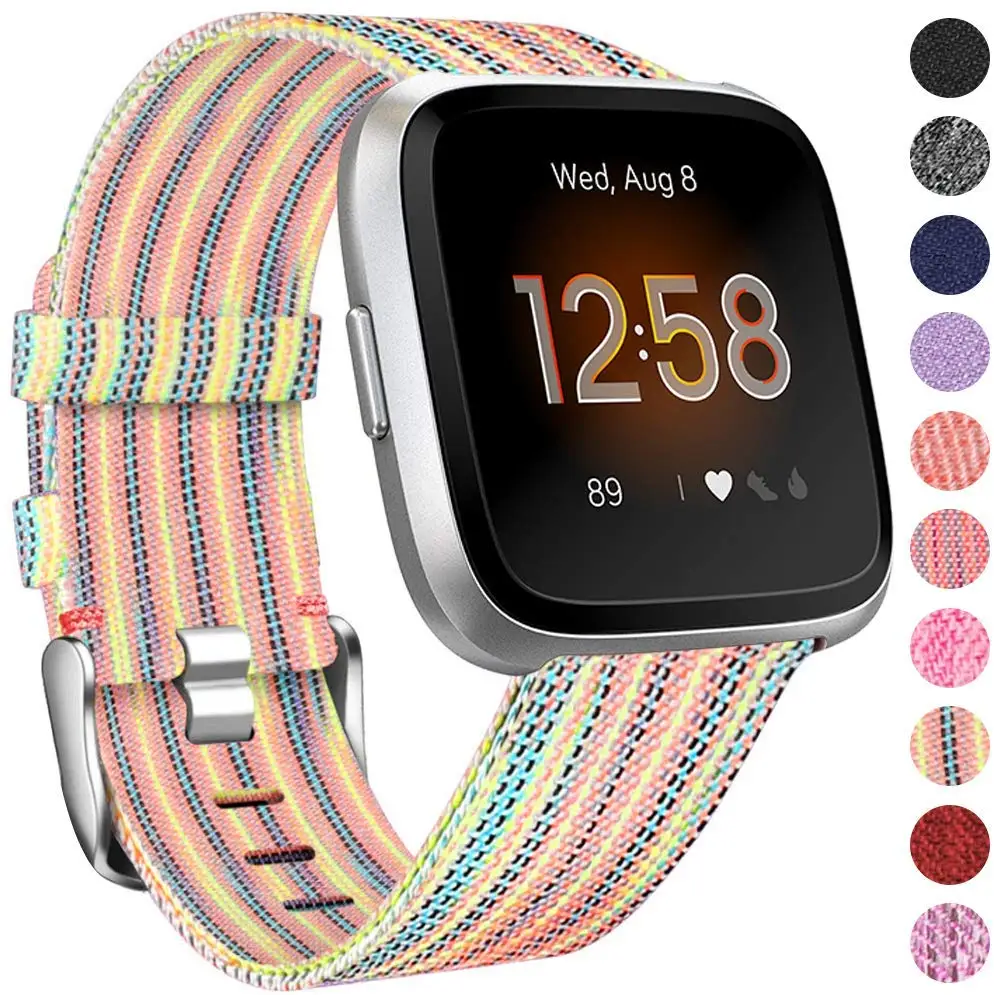 for Fitbit Versa/Versa 2 Versa Lite Edition Bands Small Large Woven Fabric Accessories Strap Wristband Replacement Women Men | Электроника