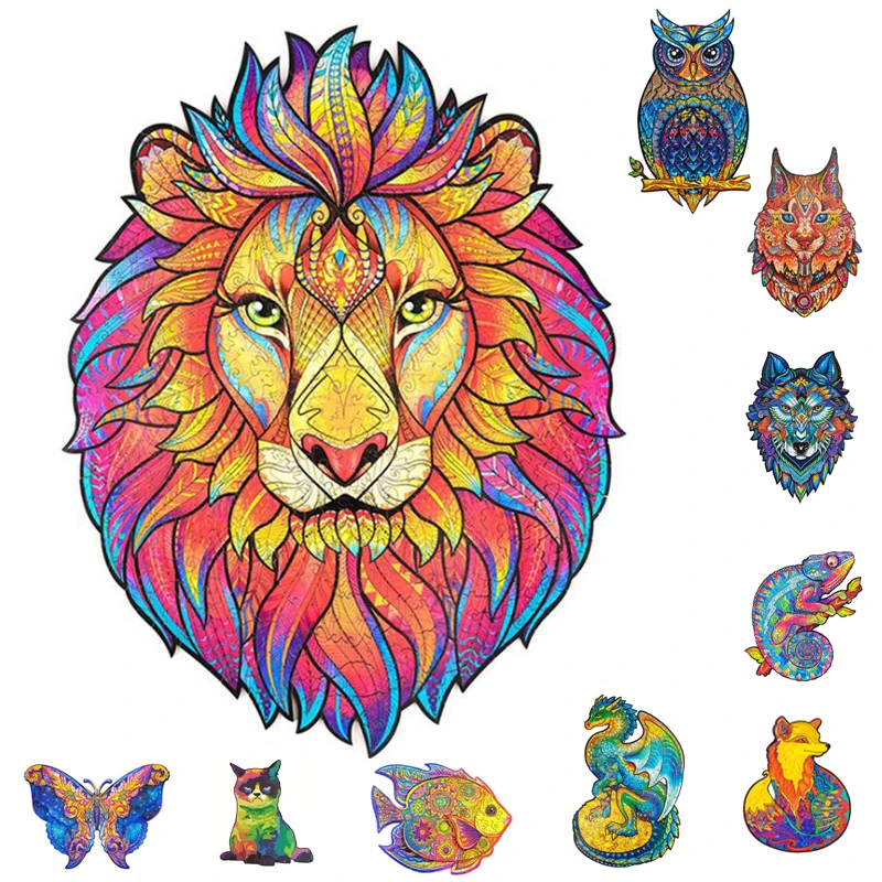 Уникальные деревянные головоломки животных таинственный Лев головоломка