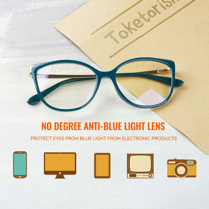 Toketorism Anti Blue Light Glasses Women Quality Prescription Eyeglasses Optical Frame 2502