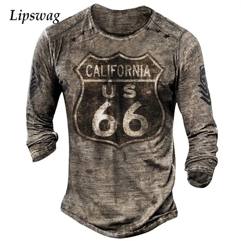 

Autumn Casual Long Sleeve T-shirts Men's 2021 Vintage Loose O-Neck Pullover Tops Fashion Pattern Print Tee Men Streetwear Bluas