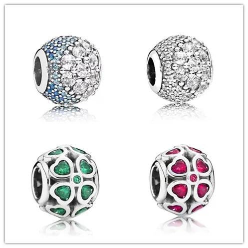 

Authentic 925 Sterling Silver Charm Pave Blue Enchanted With Mix Crystal Beads Fit pandora Bracelet & Necklace DIY Jewelry