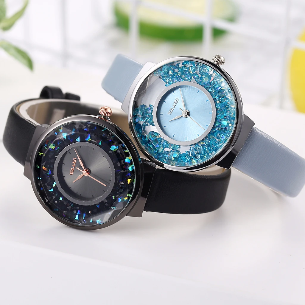 Reloj Mujer роскошные женские часы кварц Стразы Часы YOLAKO бренд Для женщин кожа