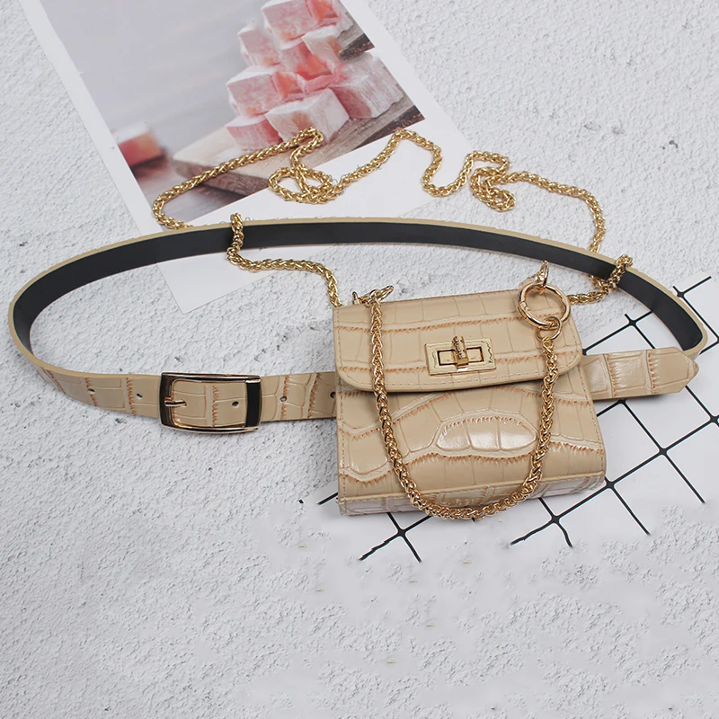 

[EAM] Women New Metal Chain Blue Crocodile Pattern Pu Leather Personality Belt Fashion All-match Spring Autumn 2021 1DD3644