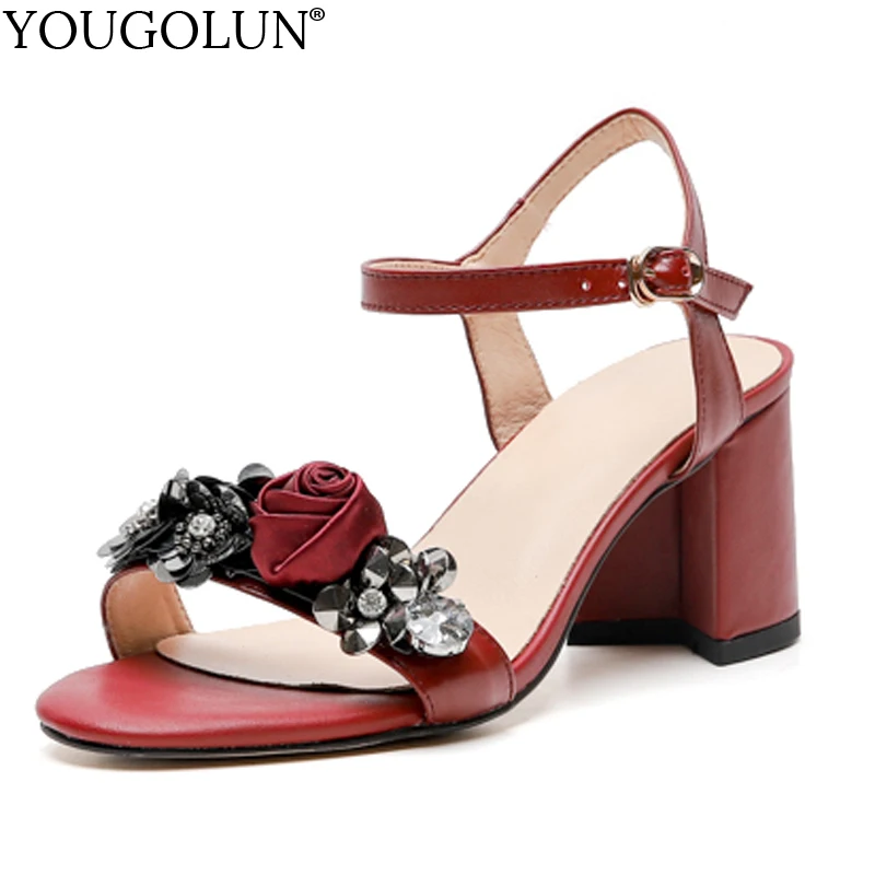 Босоножки на высоком каблуке из коровьей кожи женские летние босоножки