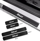 Накладки на пороги автомобиля, 4 шт., для Лада, XRAY, углеродные, волоконные наклейки