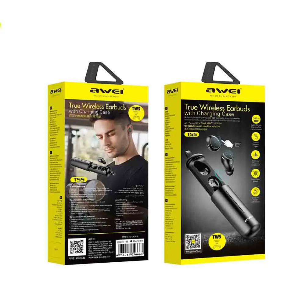 

T55 TWS Bluetooth 5.0 Wireless Earbuds Subwoofer In-Ear Noise Reduction Gaming Sports Headset (with Microphone)