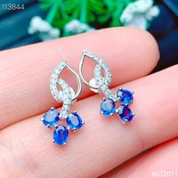 kjjeaxcmy fine jewelry 925 sterling silver inlaid natural sapphire female earrings ear studs vintage support test hot selling