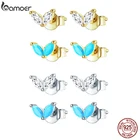 Bamoer 925 пробы Серебряное золото серьга-гвоздик с покрытием пирсинг Роскошные фианиты классические ювелирные изделия