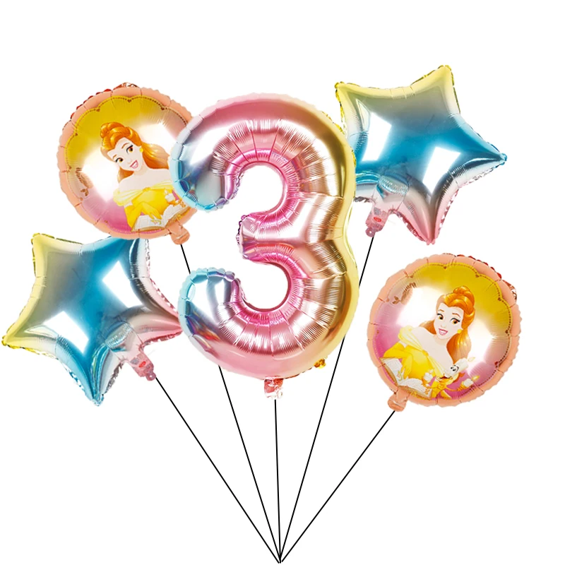 Полный набор воздушных шаров из фольги в стиле принцессы комплект 5 шт./компл.