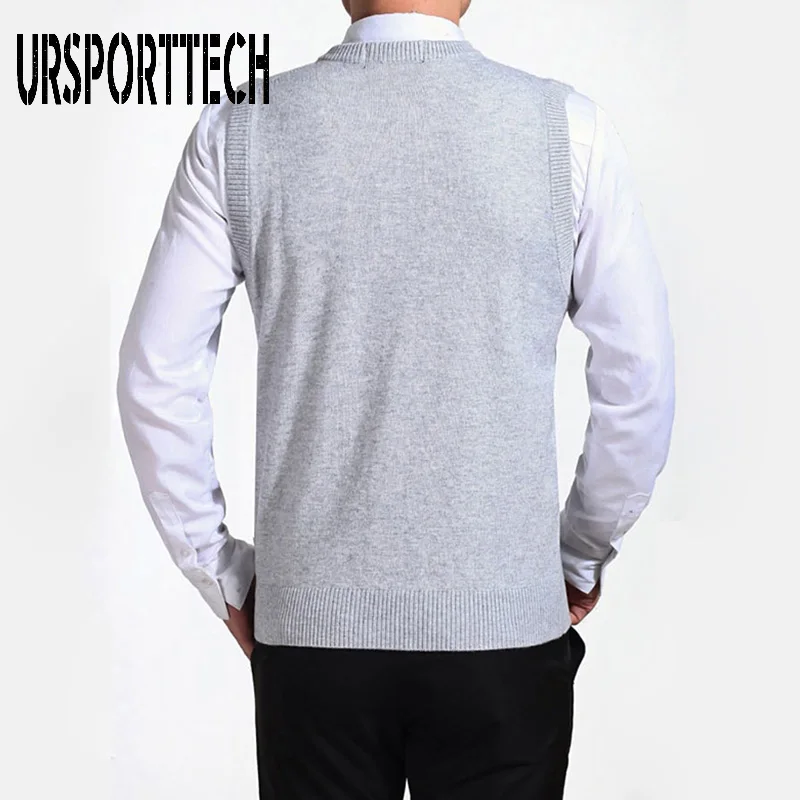 2020 New Arrival Solid Color Sweater Vest Men Cashmere Sweaters Wool Pullover Brand V-Neck Sleeveless for | Мужская одежда