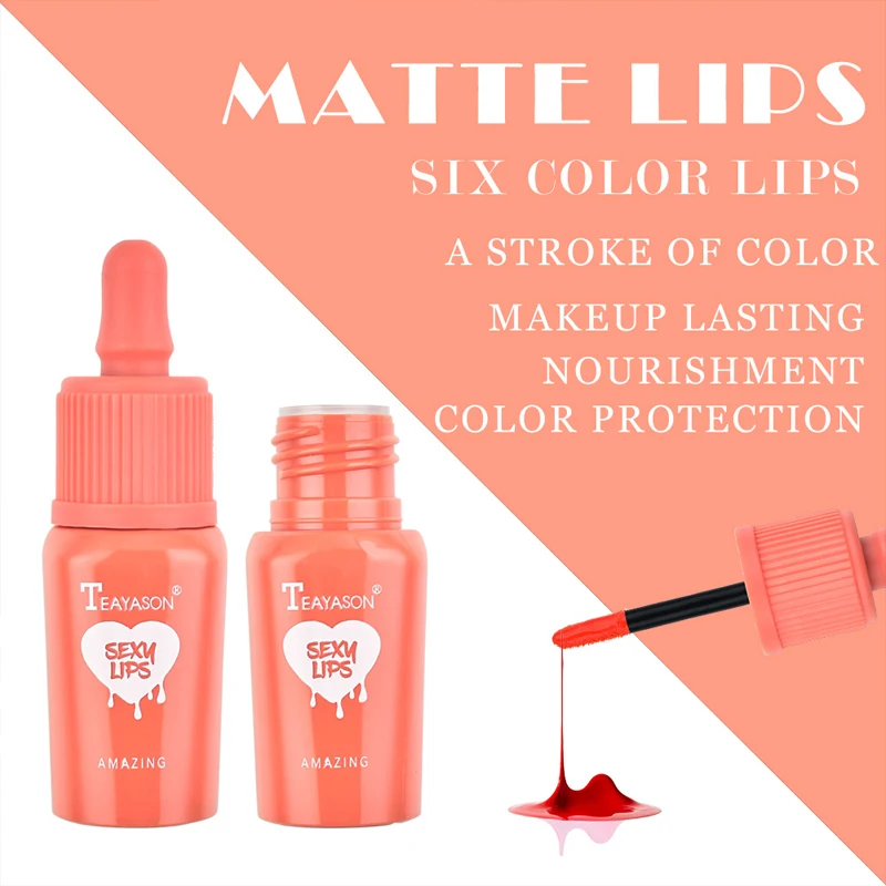 

6color Bottle of liquid lip stain lip gloss lipstick waterproof long-lasting non-fading non-stick liquid lipstick Lip make up