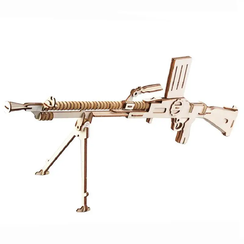 3d твердый деревянный пазл модель сделай сам Детский пулемет настольное