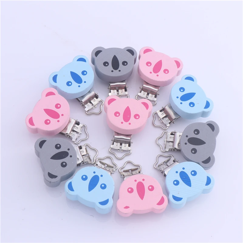 

5Pcs/Lot Baby Children Pacifier Holder Clip for Baby DIY Pacifier Chain Accesory Infant Cute Wooden Small Animal Shape Nipple