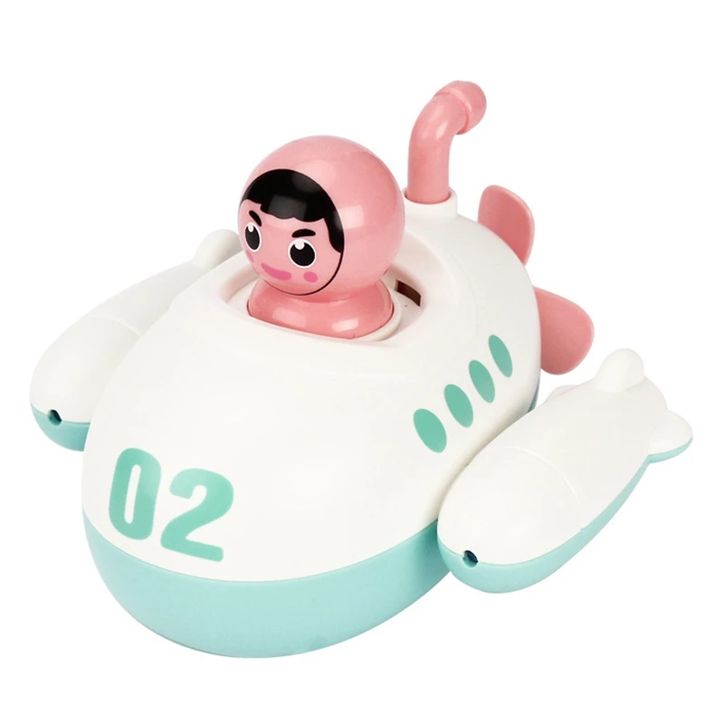 

1Pcs Winding Chain Floating Submarine Playing in Water Children's Bath Water Spray Toy Baby Bathroom Clockwork Toy