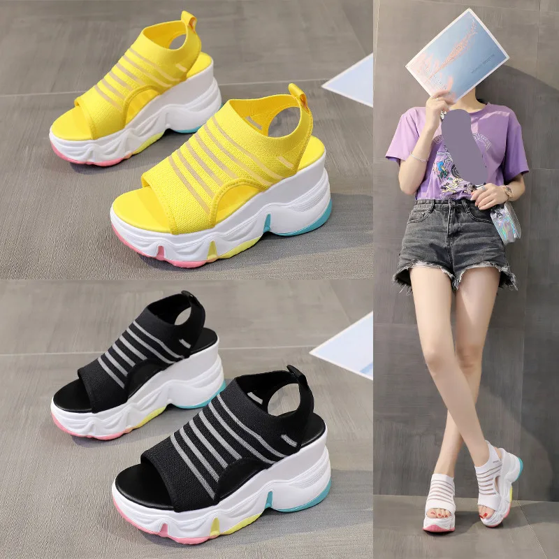 

Open Toe Black Platform Sandals Soft Suit Female Beige Fashion Womens Shoes 2021 Summer Heels Clogs Wedge Peep Espadrilles Nude