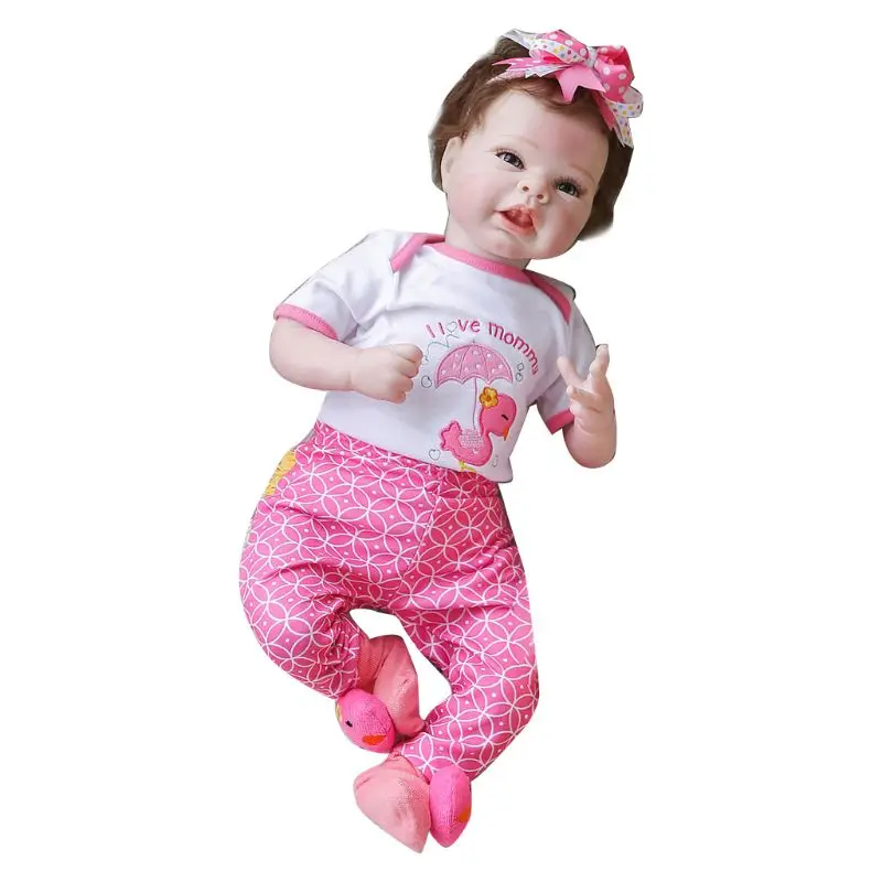 

55cm Realistic Doll Toddler Babies Lifelike Girl Play Toy Bow Hairband Birthday