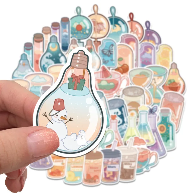 50pcs Cute INS Drink Stickers Aesthetic Kawaii Cartoon Decals Kids Toy Laptop Guitar Luggage Phone Scrapbook Diary Sticker 3