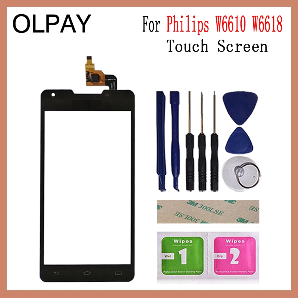 Black With Tools Мобильный телефон 5,0 ''дюймовый сенсорный экран для Philips W6610 W6618 Сенсорное стекло дигитайзер панель объектив сенсор заменить аксессуары - Цвет: Black With Tools