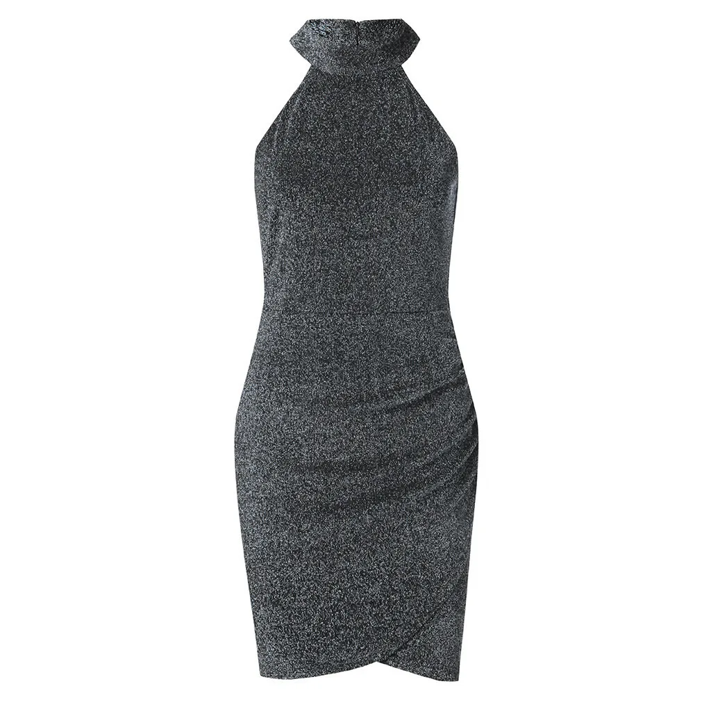 Женское блестящее платье-футляр CHAMSGEND сексуальное мини-платье с открытыми