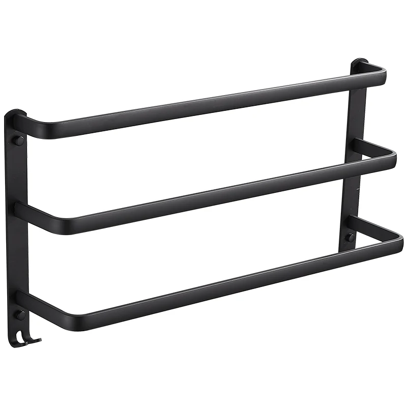 

Wandmontage Handdoekenrek Hanger Rail Ruimte Aluminium Zwarte Handdoek Bar Rail Matte Zwarte Handdoek Houder Badkamer Accessoir