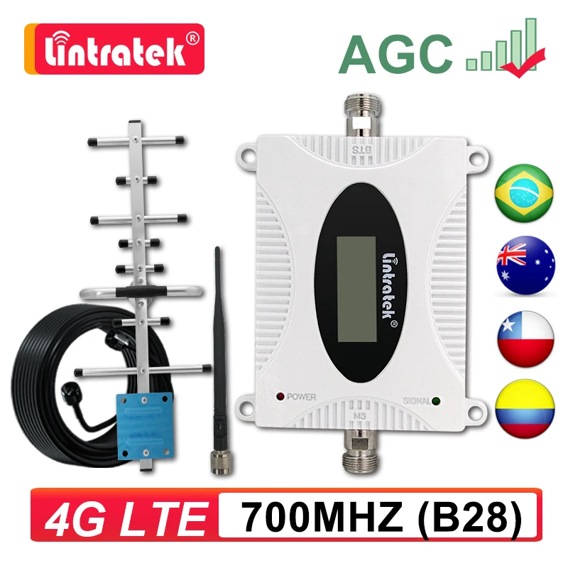 

Lintratek 4G 700MHZ B28 Signal Booster Band 28 700 Cellular Amplifier LTE Cell Mobile Phone Repeater Kit With Antenna Cable AGC