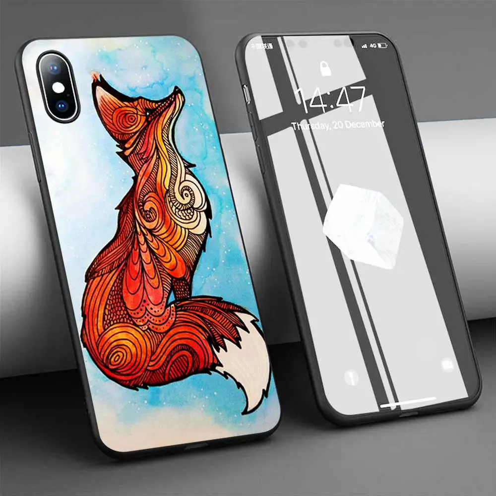 Чехол Mandala fox Мягкий силиконовый чехол для телефона iPhone 11 Pro Max X 5S 6 6S XR XS 7 8 Plus