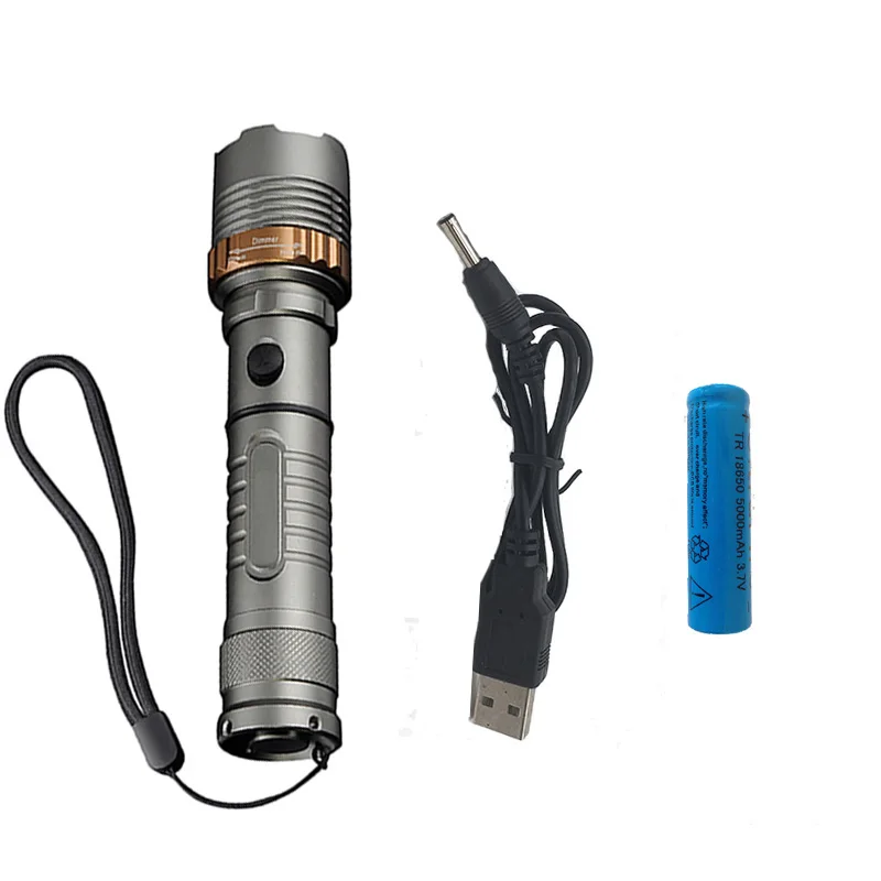 Self Defense T6 LED Rechargeable flashlight Torch Powerful Lantern Tactical Flashlights Camping Hiking Light Lamp 18650 Battery - Испускаемый цвет: C