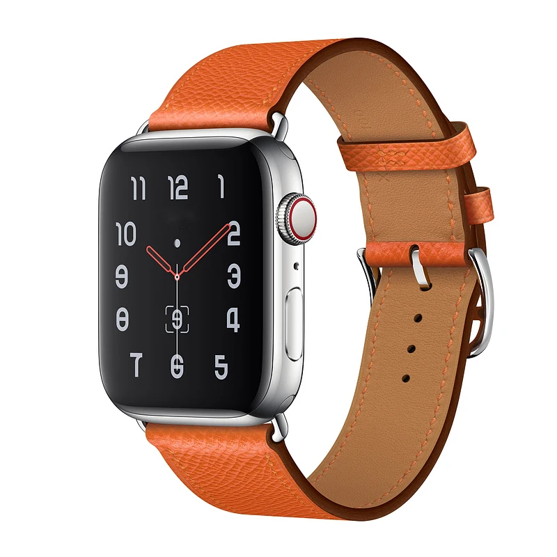 Кожаный ремешок для Apple watch 4, 5, 44 мм, 40 мм, браслет correa iwatch Series 3, 2, 1, 42 мм, 38 мм, ручная работа из телячьей кожи - Цвет ремешка: Feu