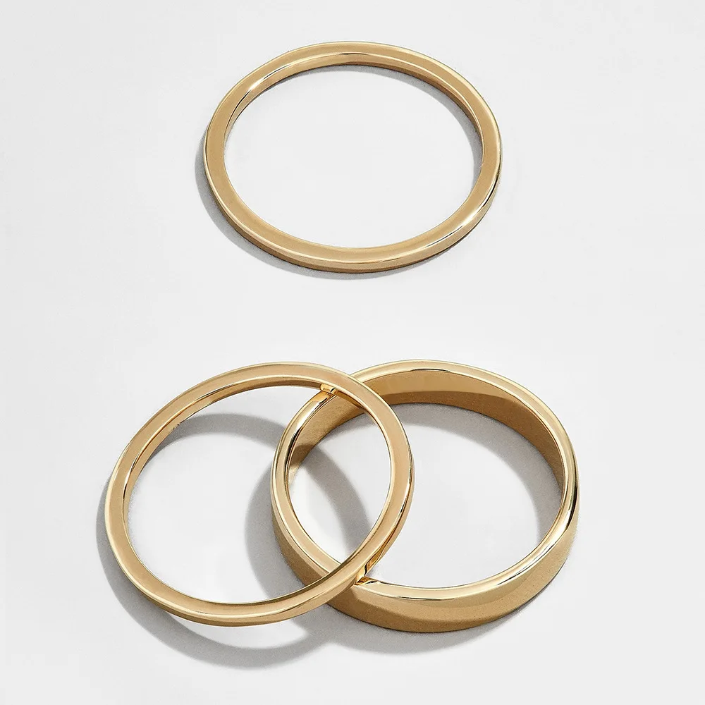 

New Year Jewelry Ring Fashion Ring Simple Circle Ring Closed Metal Joint Ring Three-piece Personalized Ring Fashion Jewelry