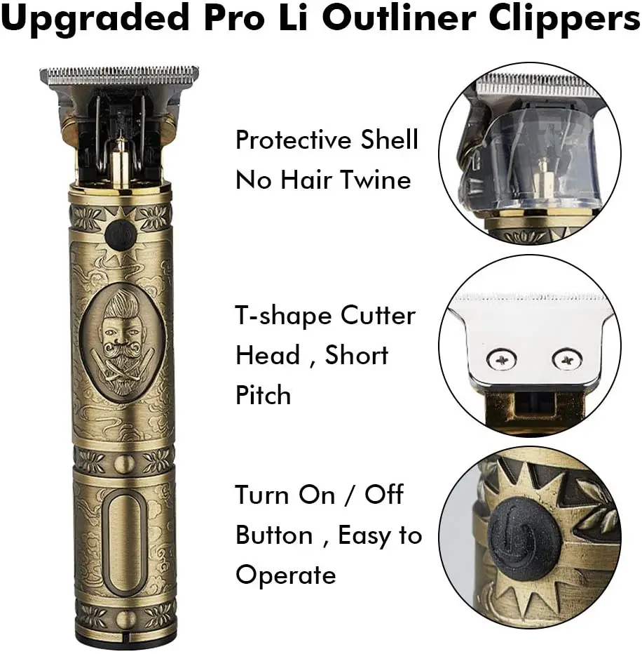 

USB Rechargeable T9 Baldheaded Hair Clipper Electric hair trimmer Cordless Shaver Trimmer 0mm Men Barber Hair Cutting GH19