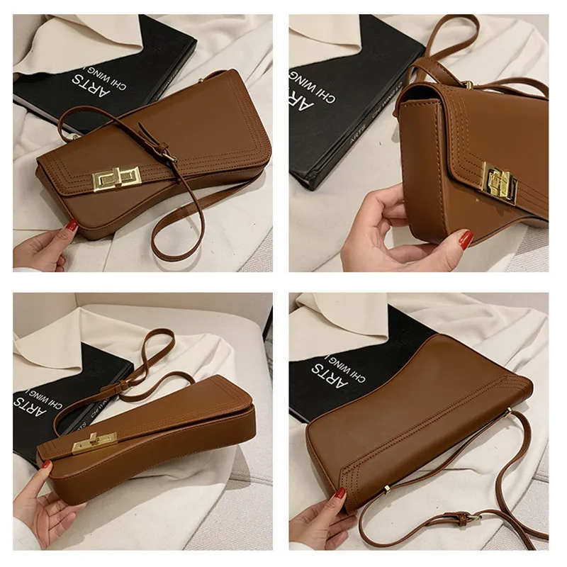 

2021 Fashion Exquisite Shopping Bag Retro Casual Women Totes Shoulder Bags Female Leather Solid Color Chain Handbag for Women