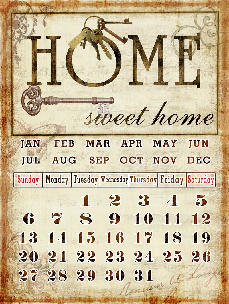 

Металлический Настенный декоративный календарь, жестяное украшение для спальни, кухни, сада, гостиной, винтажного дома