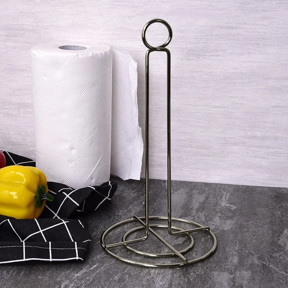 European Luxury Stainless Steel Vertical Paper Towel Holder Toilet Paper Holder Stand Bathroom Tissue Rack Kitchen Towel Hook