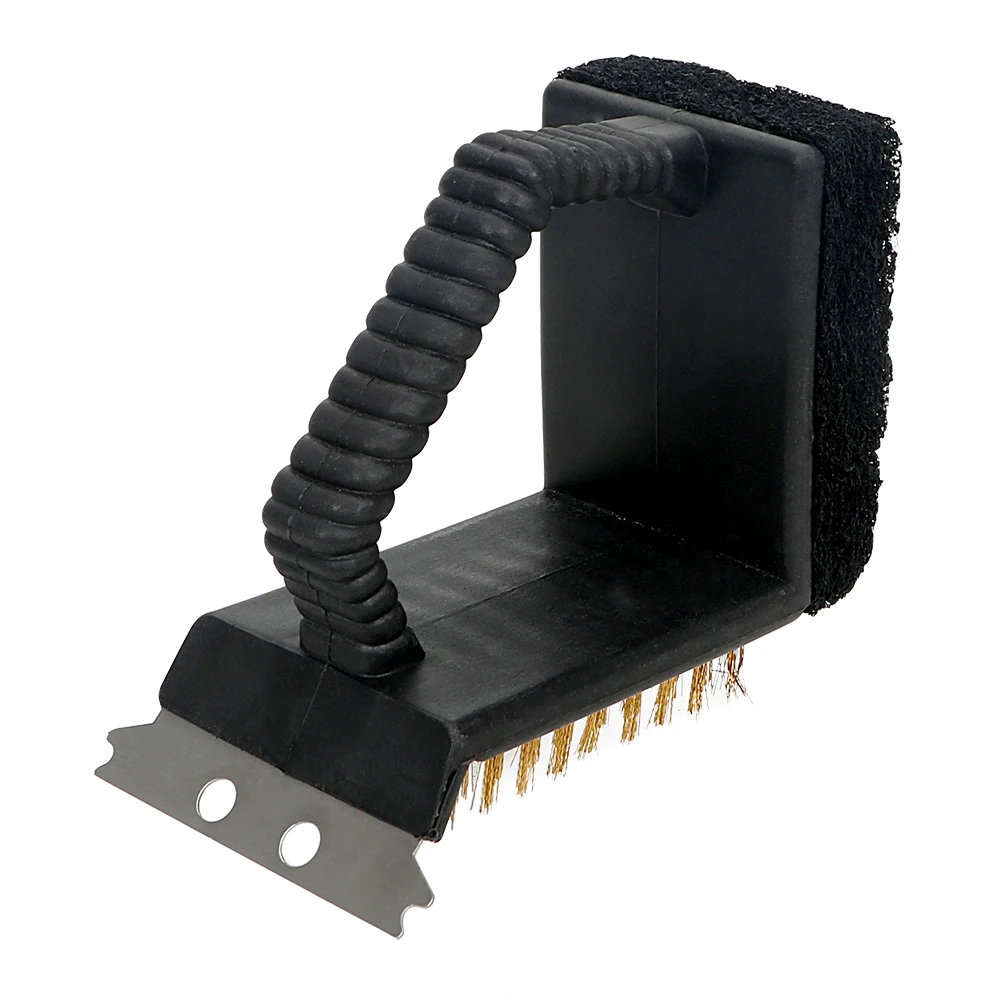 Barbecue Grill Cleaner 3 in 1 Corner Copper Wire Brush Cooking Tool BBQ Cleaning Steel Sponge Shovel | Дом и сад