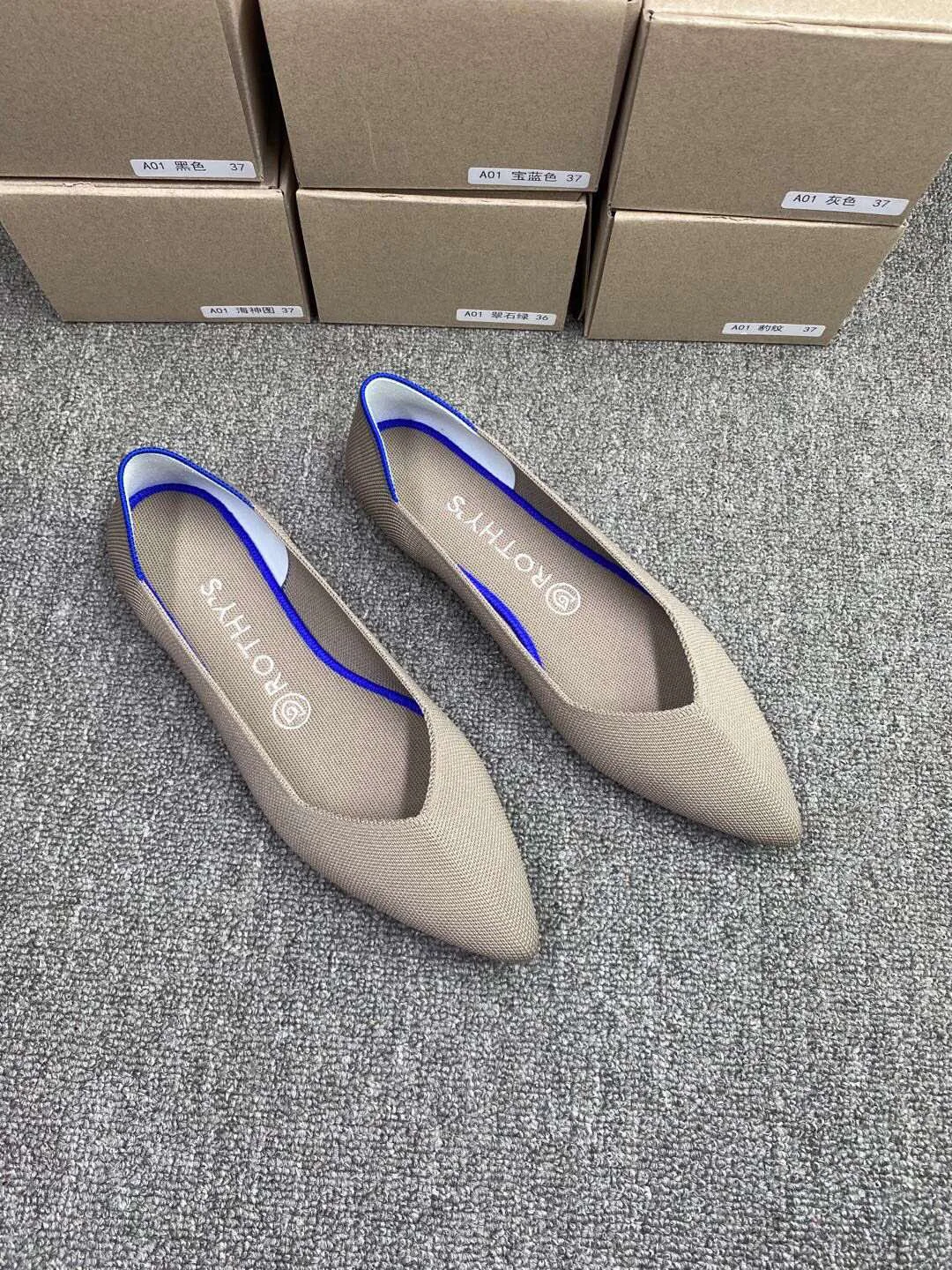 Натуральная Rothys окружающую среду 3D тканые легкая женская обувь на плоской