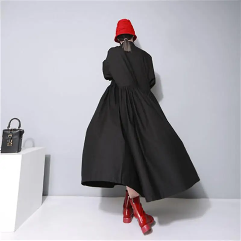 Темное женское готическое свободное Кукольное платье с галстуком-бабочкой выше