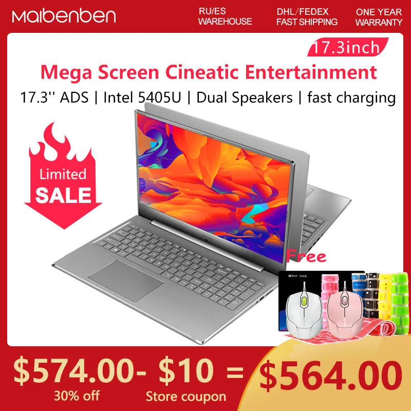 MAIBENBEN XiaoMai 6C Plus 17 3 дюйма ADS Full HD 5405U 16 Гб RAM 240 ГБ SSD 1 ТБ HDD Windows 10 один год