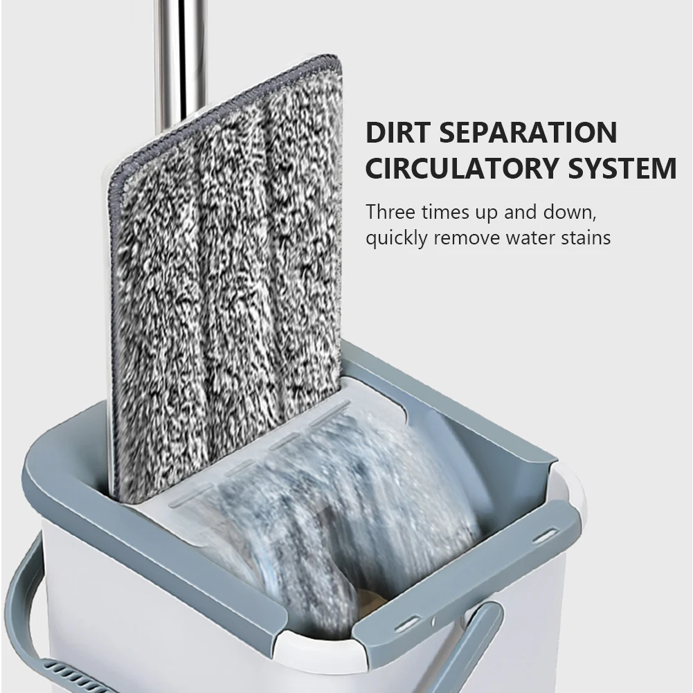 

Magic Floor Mop Set Mop Bucket wring Hand Squeeze Lazy Washing Microfiber Cleaning Wash floors Cloth Flat home kitchen Bathroom